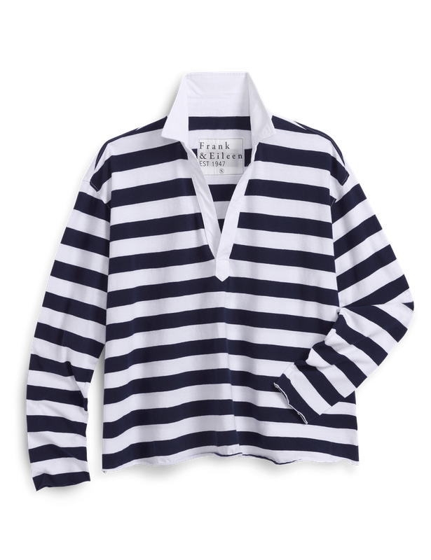 Frank &amp; Eileen Patrick Popover Henley in Nautical Stripe