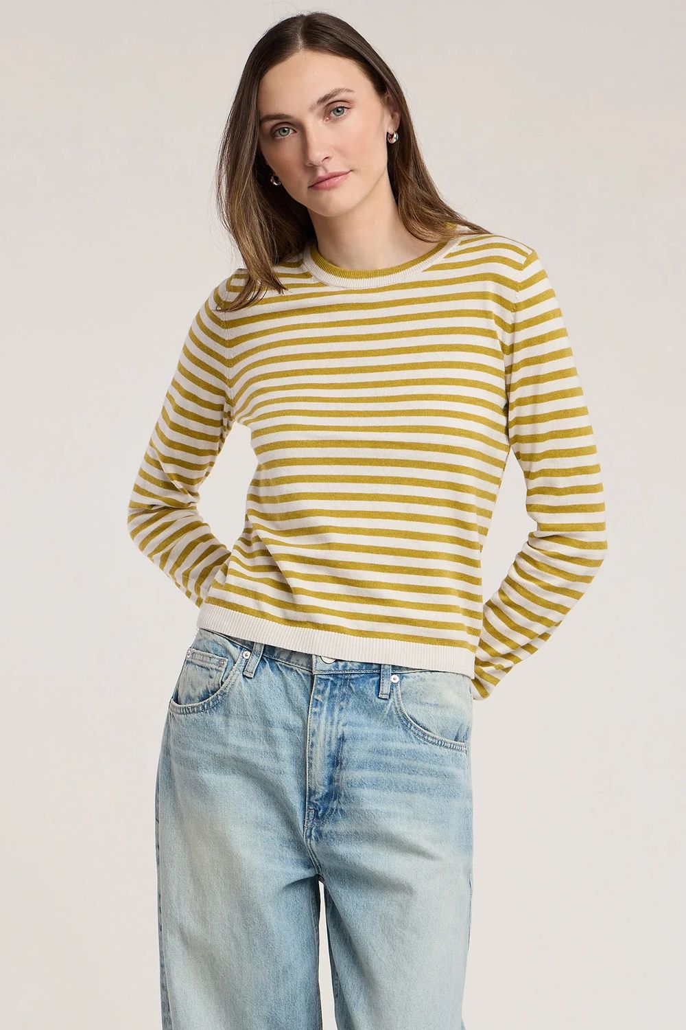 Velvet Roxy Long Sleeve Crewneck in Gold