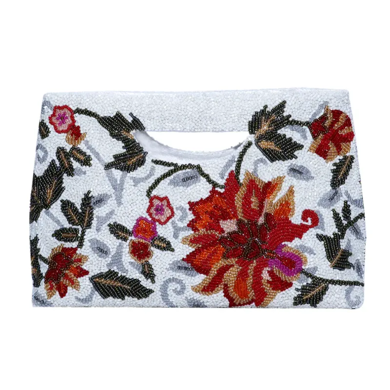 Tiana NY White/Lime/Ink/Emerald Beaded Clutch
