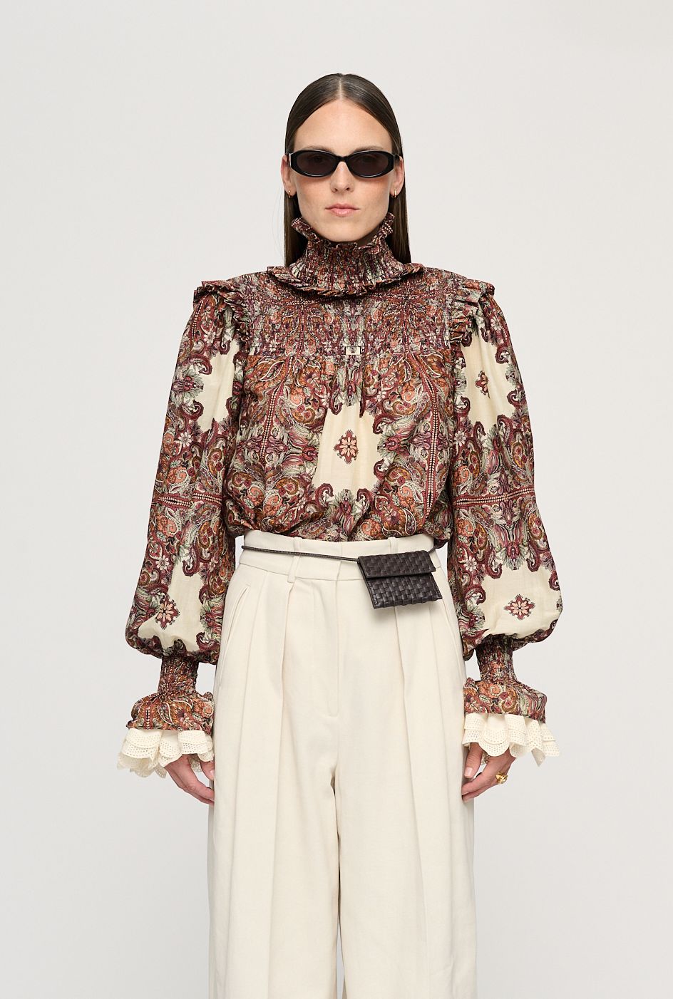 Clea Paige Shirred Blouse in Old World Bohemia