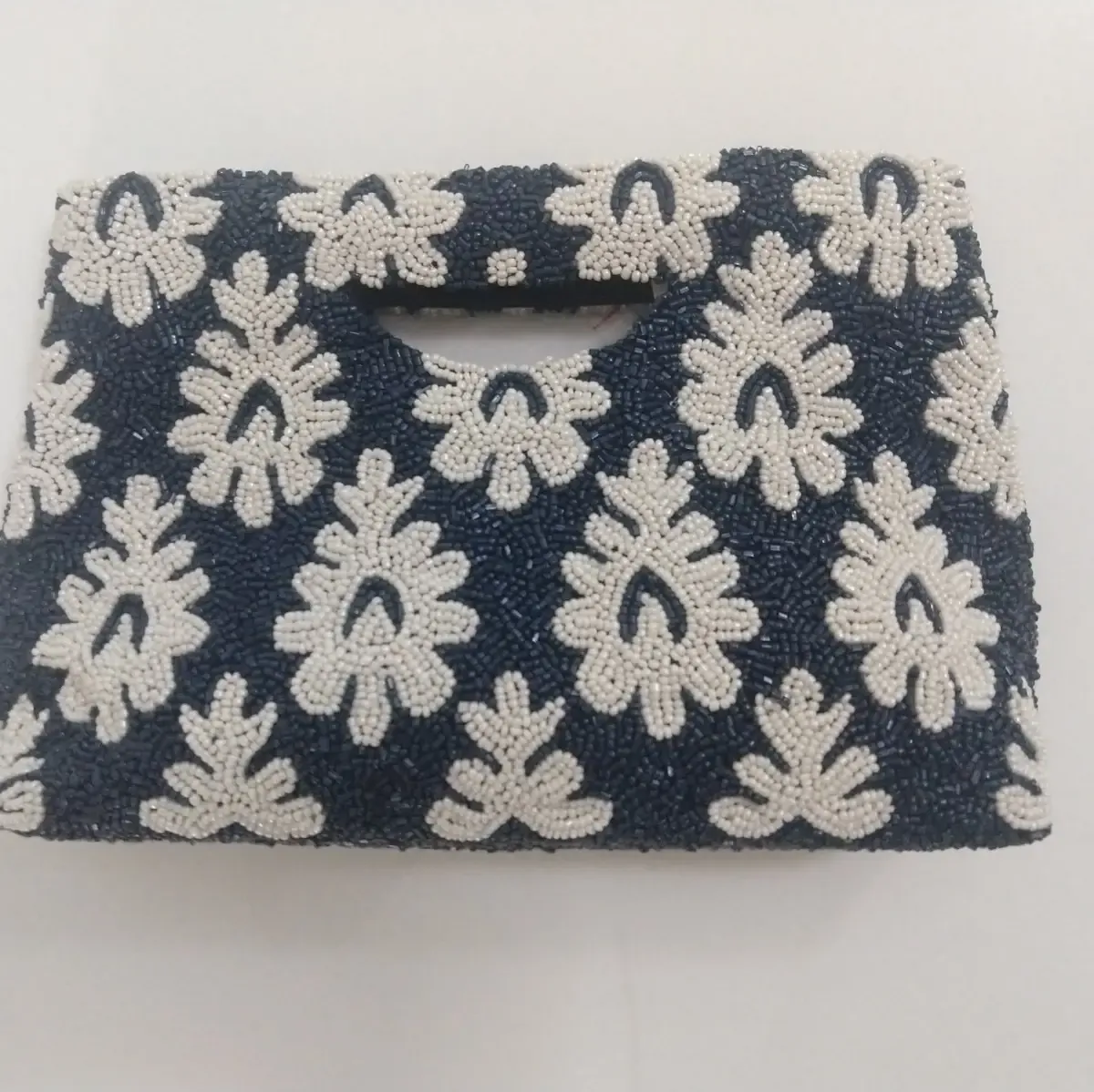 Tiana NY Navy/White Beaded Clutch