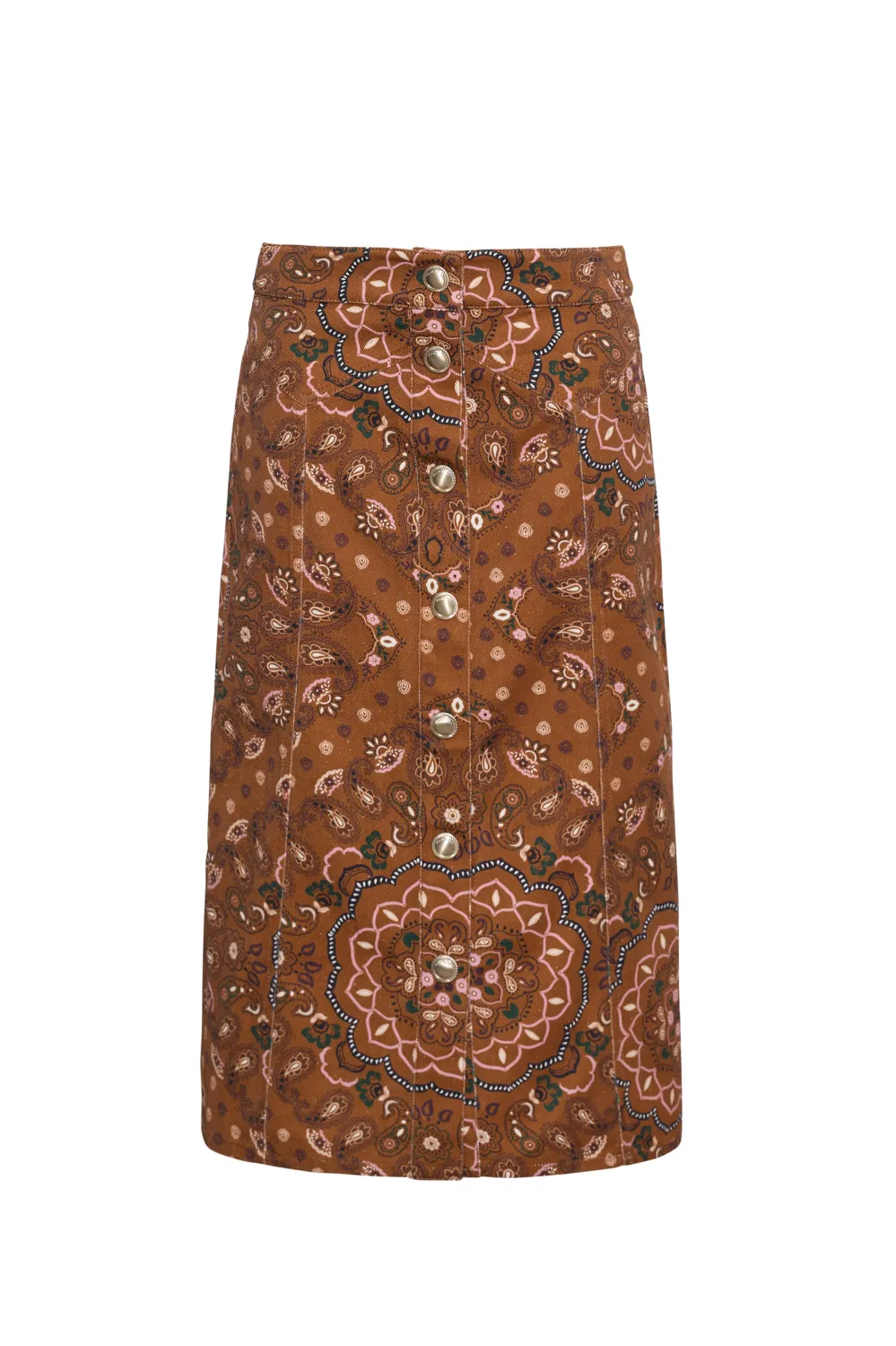 Cara Cara Juniper Midi Skirt in Bandana Camel