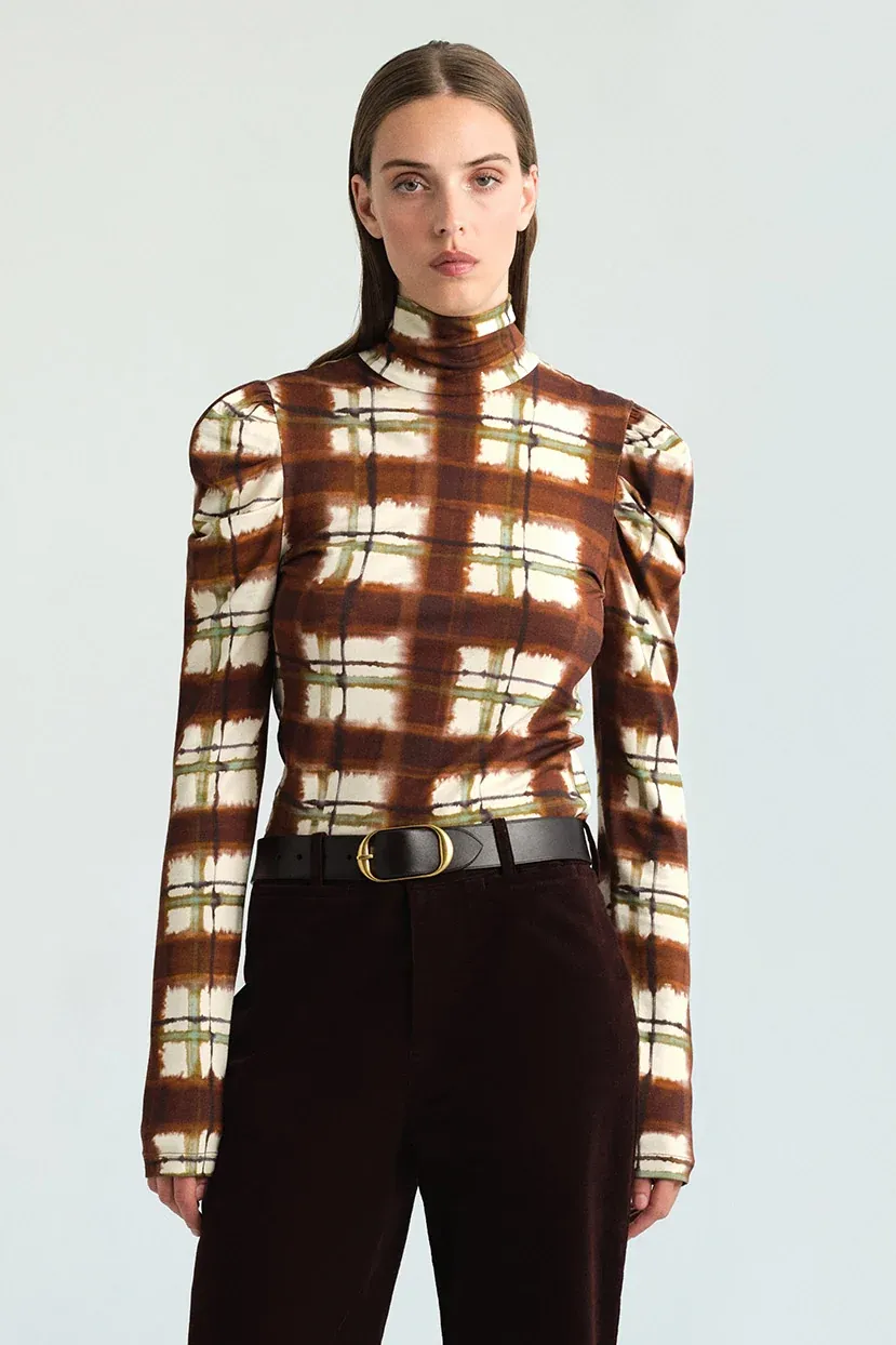 Cara Cara Chira Top in Painted Plaid Brown