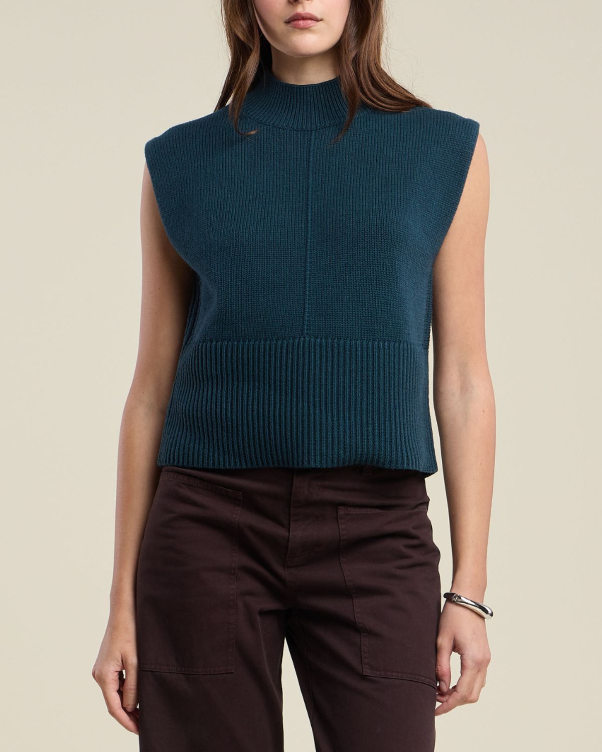 Velvet Electra Sleeveless Mock Top in Pine