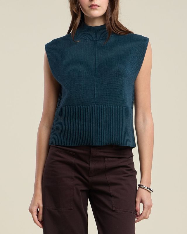Velvet Electra Sleeveless Mock Top in Pine