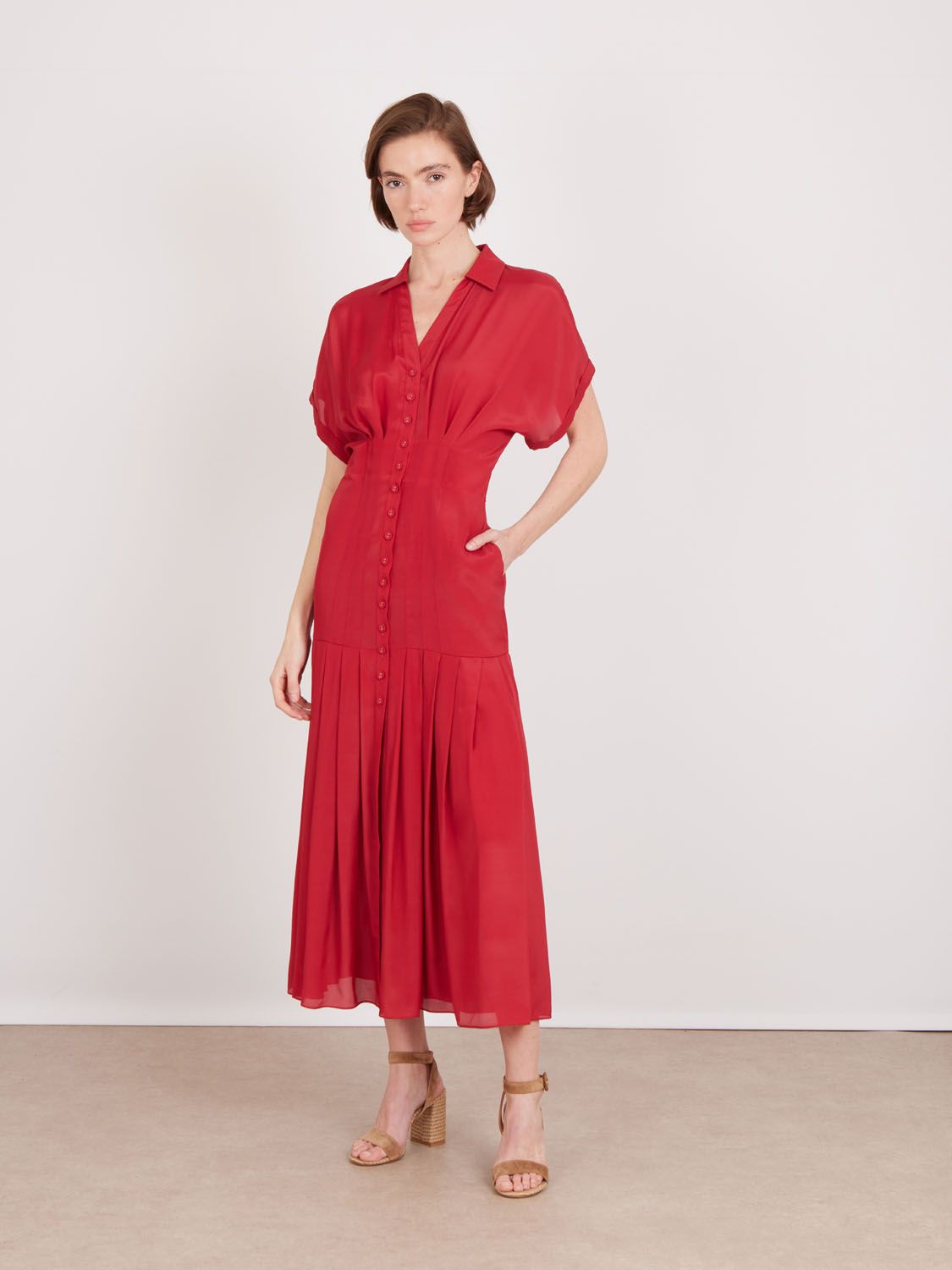 Saloni Riya Silk Dress in Red