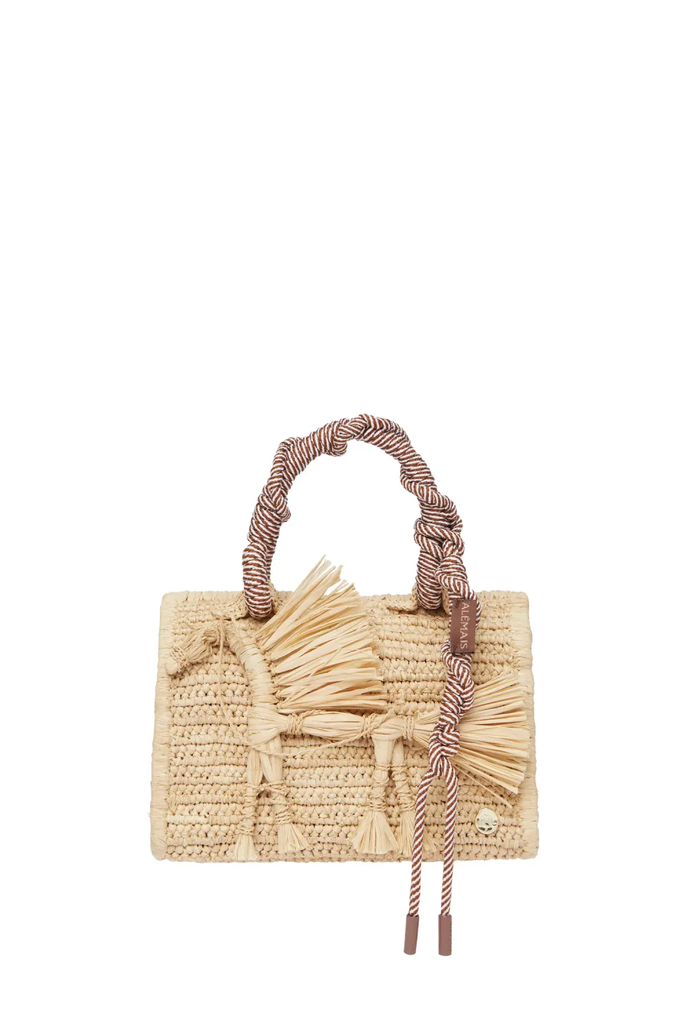 Alemais Ace Horse Raffia Box Bag