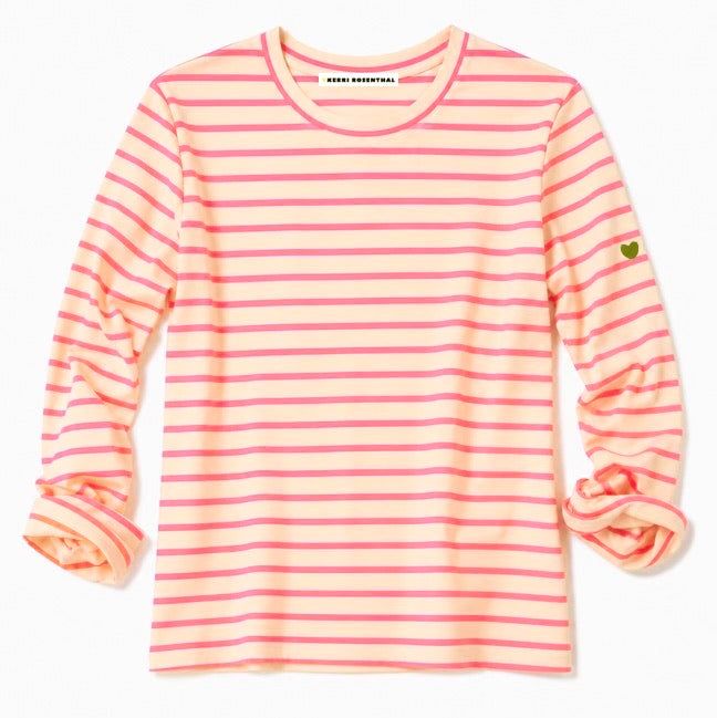 Kerri Rosenthal Long Sleeve Tee in Natural Neon Pink
