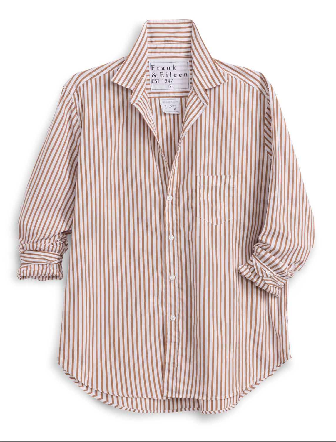 Frank &amp; Eileen Eileen Relaxed Button Up Shirt in Tan/White Stripe