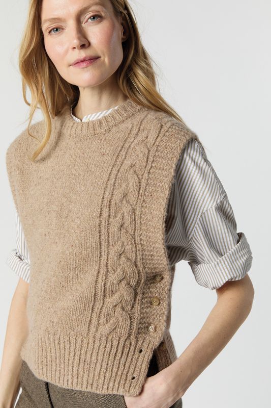 Ann Mashburn Beth Sweater in Camel Freckle Cashmere