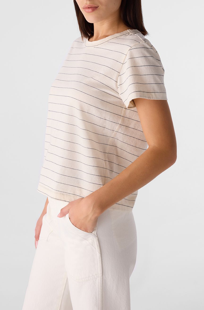 Amo Lovely Tee in Bone/Grey Stripe