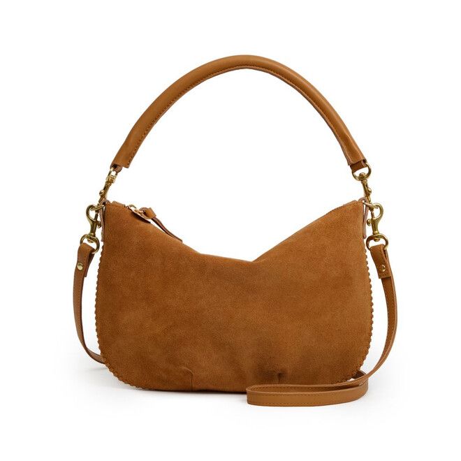Clare V. Petit Moyen Messenger in Suede Caramel
