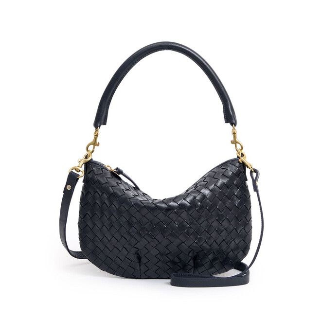 Clare V. Petit Moyen Messenger in Woven Twilight