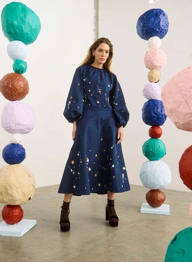 Hunter Bell Ida Skirt in Atelier Splatter Navy