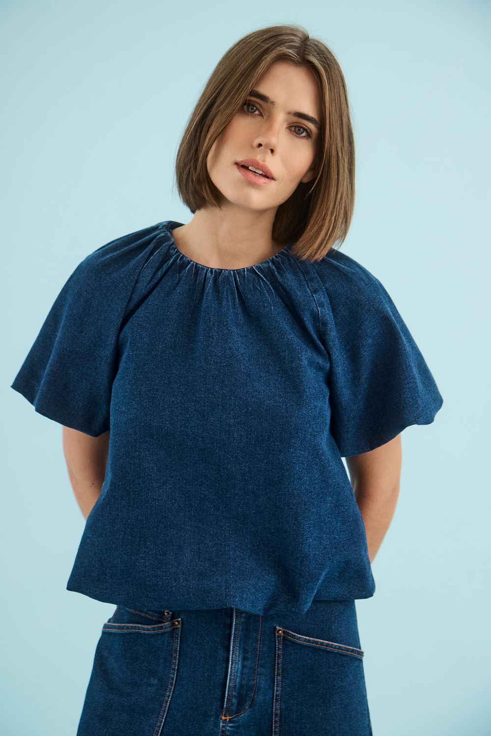 Hunter Bell Mika Top in Blue Ridge Denim