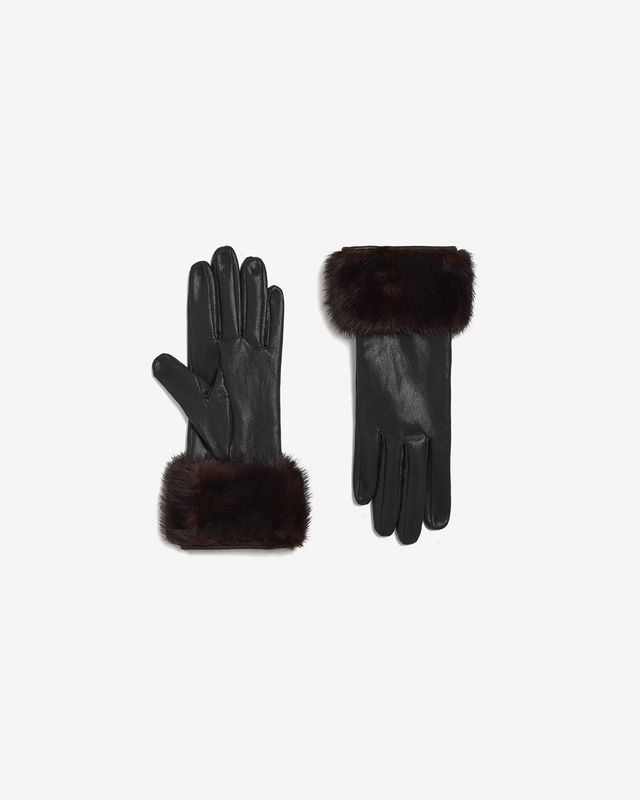 Apparis Betty Shaved Mink Gloves in Noir