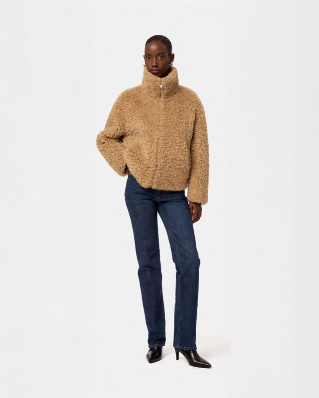 Apparis Brooks Bouclette Coat in Camel