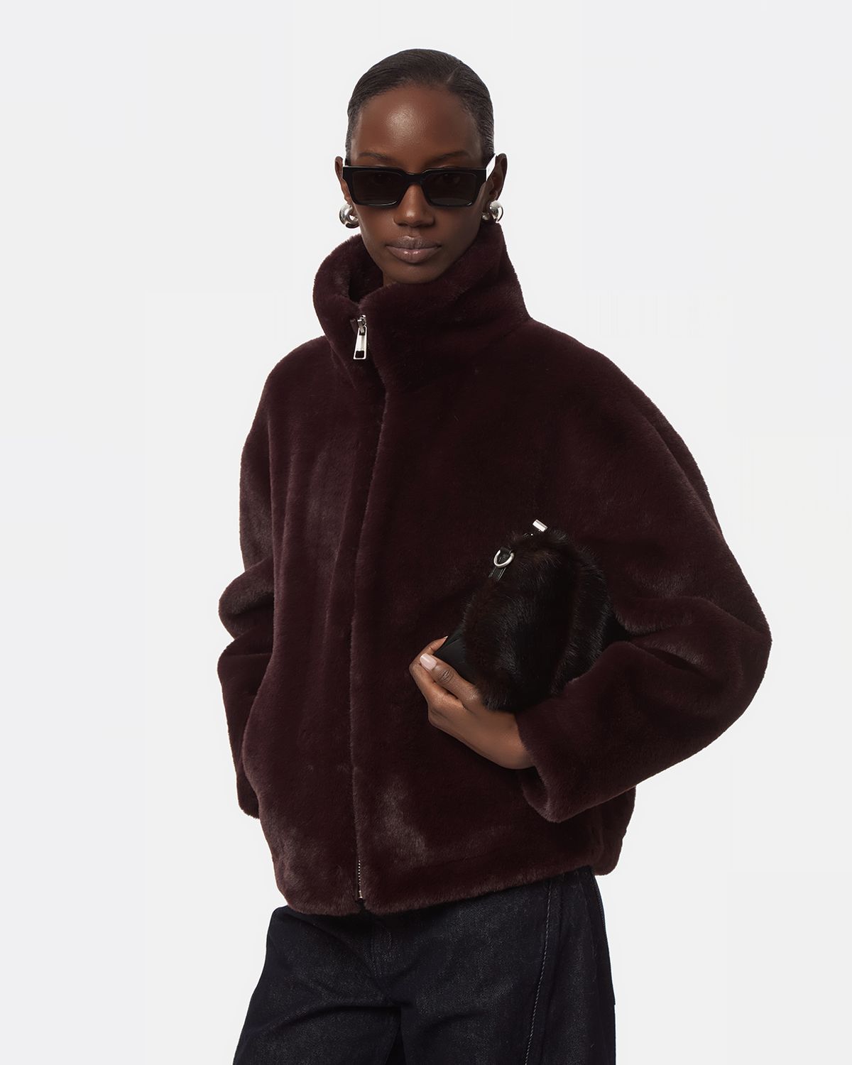 Apparis Brooks Coat in Burgundy