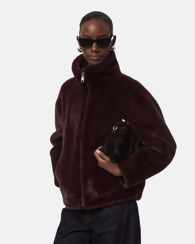 Apparis Brooks Coat in Burgundy