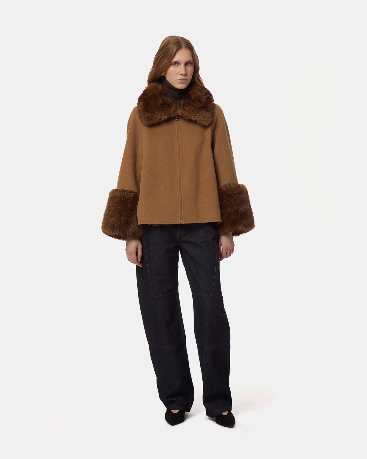 Apparis Judie Wool Coat in Camel/Mink