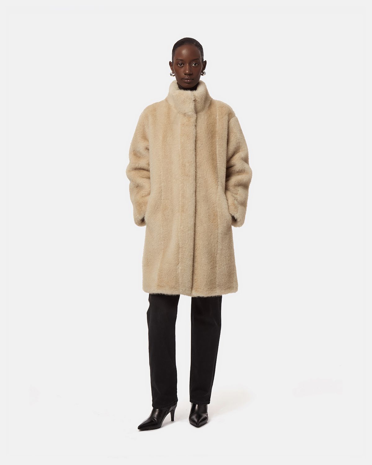 Apparis Blair Shaved Mink Coat in Latte Multi