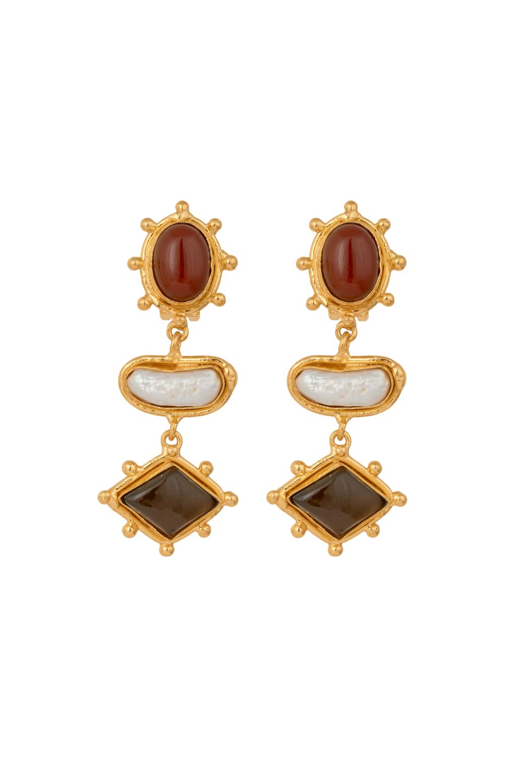 Sylvia Toledano Theodora Earrings in Smoky Quartz &amp; Pearl