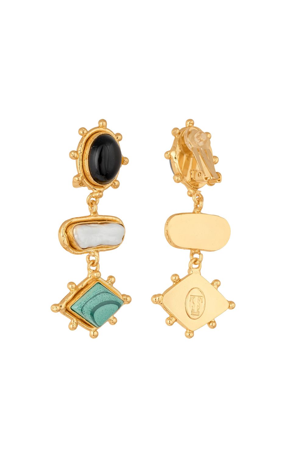 Sylvia Toledano Theodora in Black Onyx, Pearl &amp; Malachite
