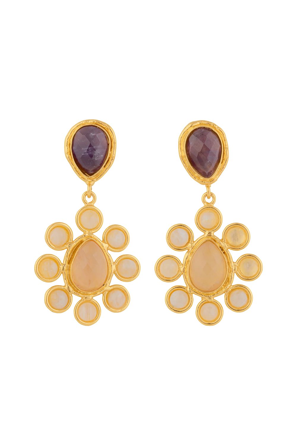 Sylvia Toledano Persane Earrings in Amethyst, Pink Quartz &amp; Cornaline