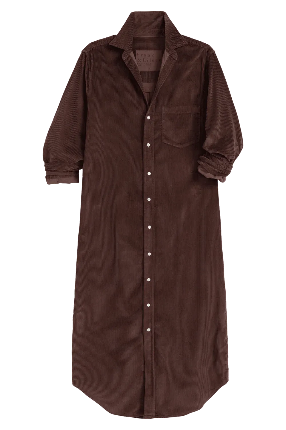Frank &amp; Eileen Rory Maxi Shirtdress in Chocolate Corduroy