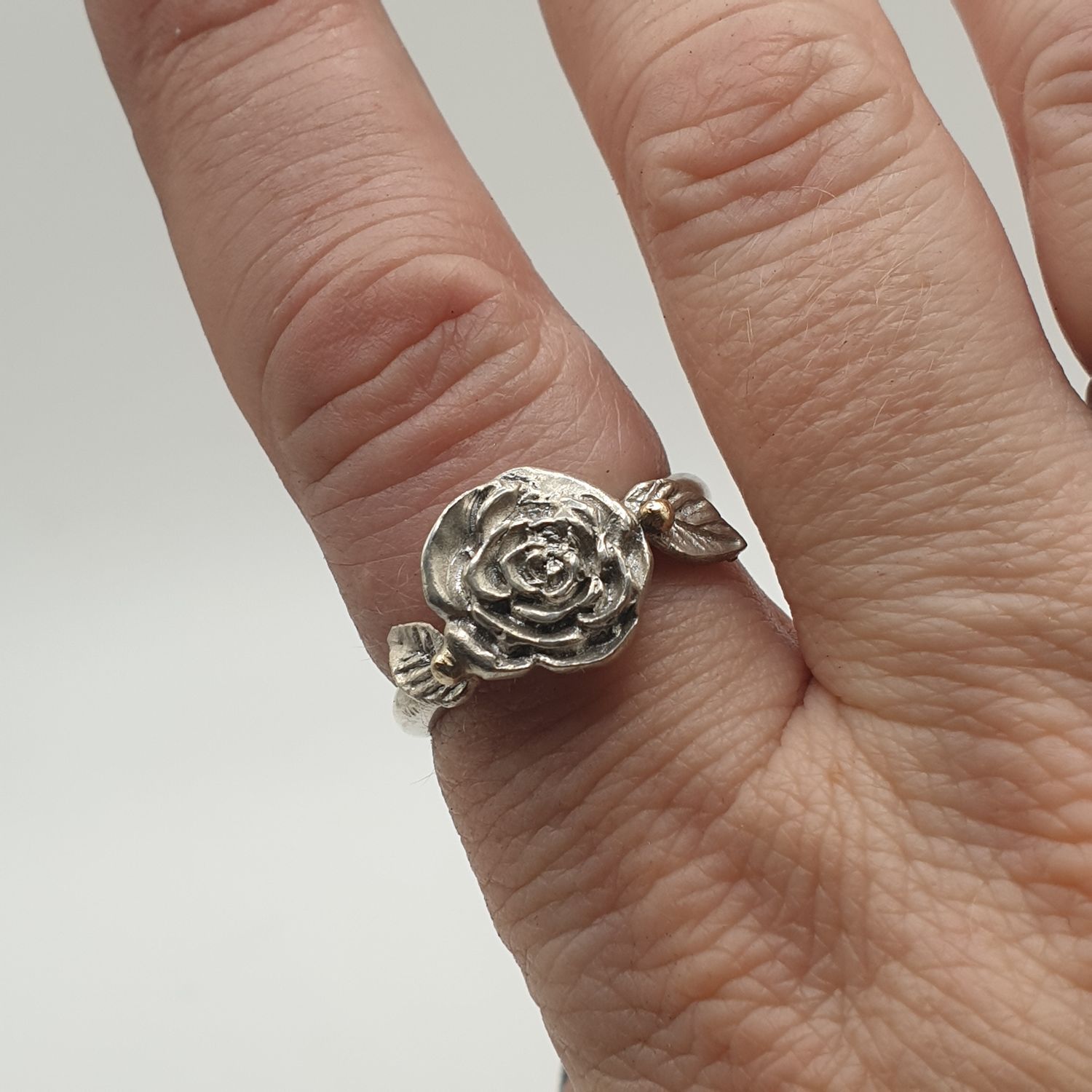 Silver Rose Flower Ring