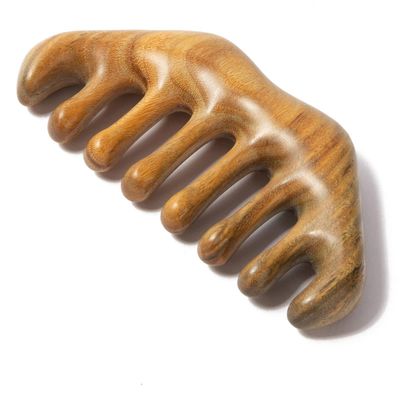 1 Wooden Wide-Tooth Beauty Comb Gua Sha Scalp Massage Hair Brush Anti-Static Suitable for All Hair type