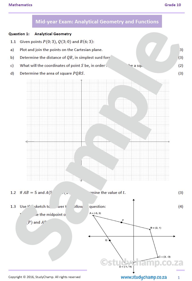 Grade 10 Mathematics Mid-year Exam Revision: Workbook 2