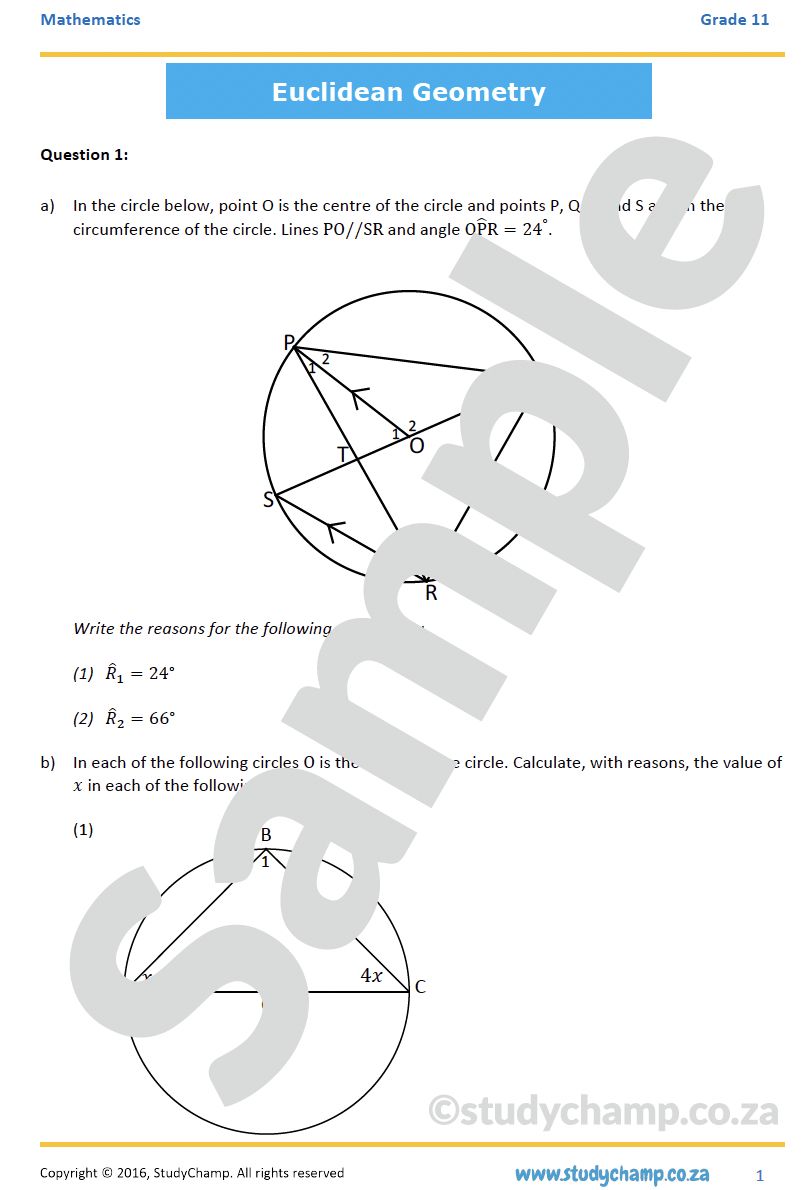 Grade 11 Mathematics Workbook: Euclidean Geometry