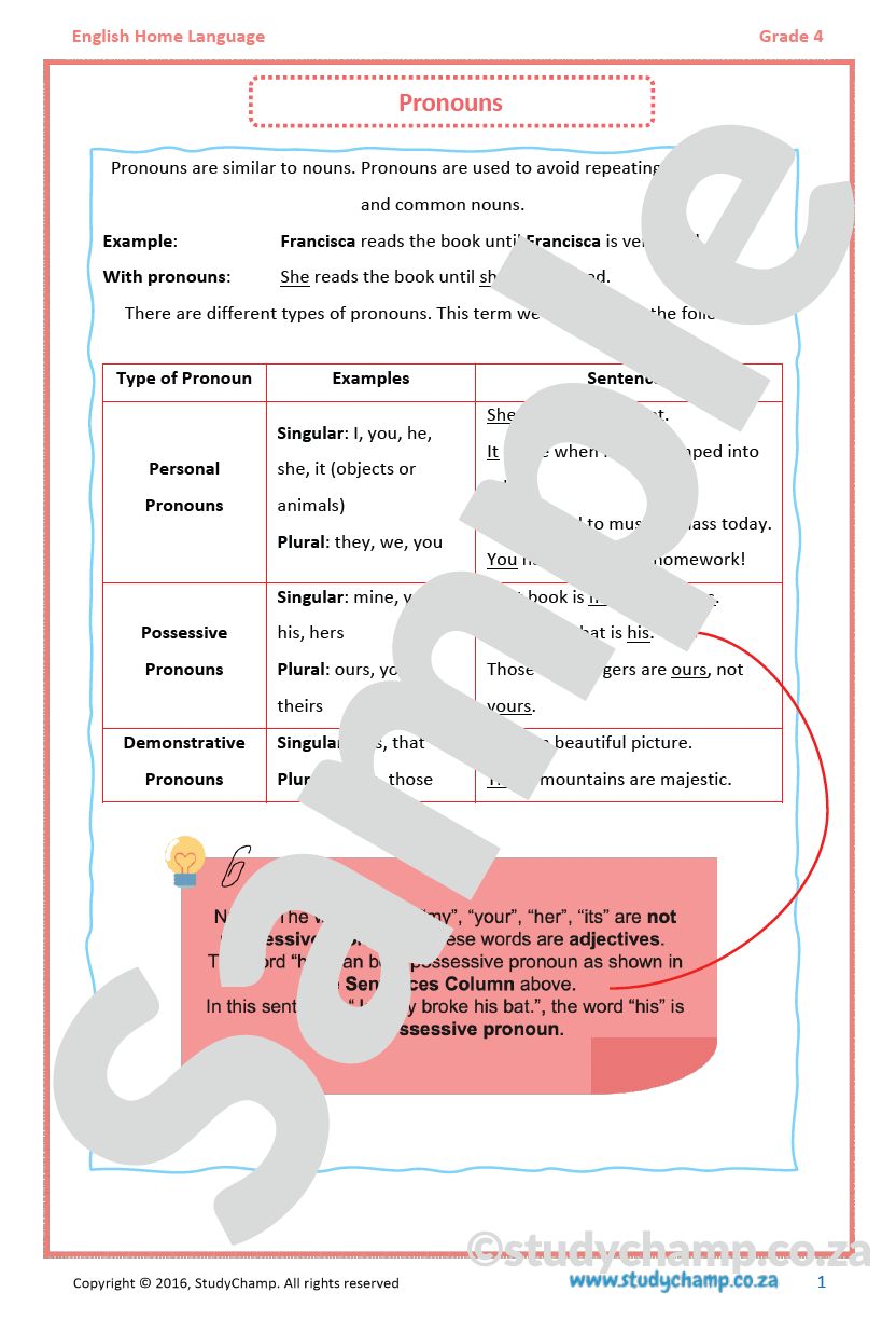 Grade 4 English: Pronouns
