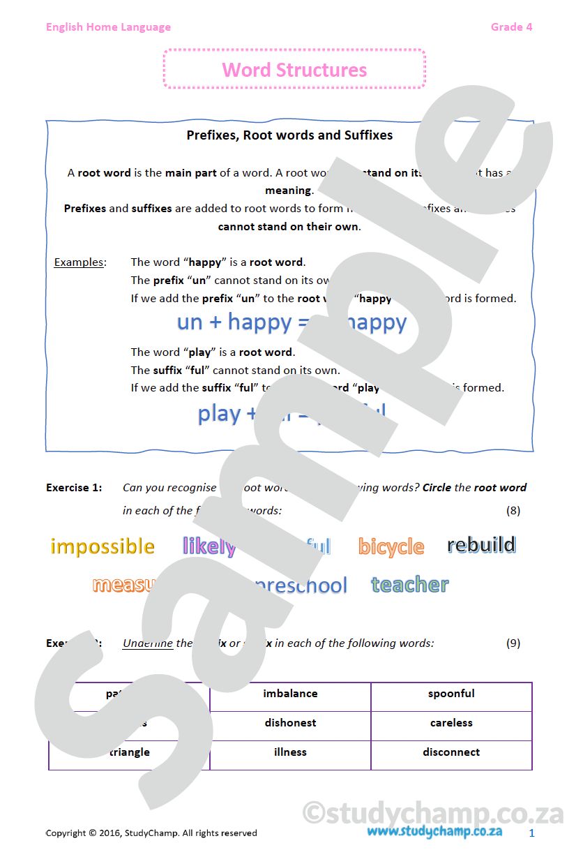 Grade 4 English: Word Structure
