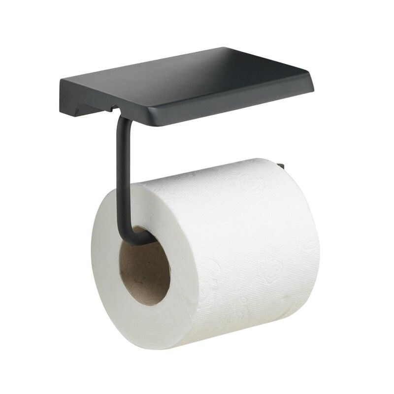 Black Wall-Mounted Roll Holder with Support Surface