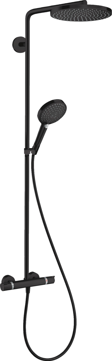 Colonne de douche Showerpipe Hansgrohe Raindance Select S 240 1 jet PowderRain avec mitigeur thermostatique en noir mat