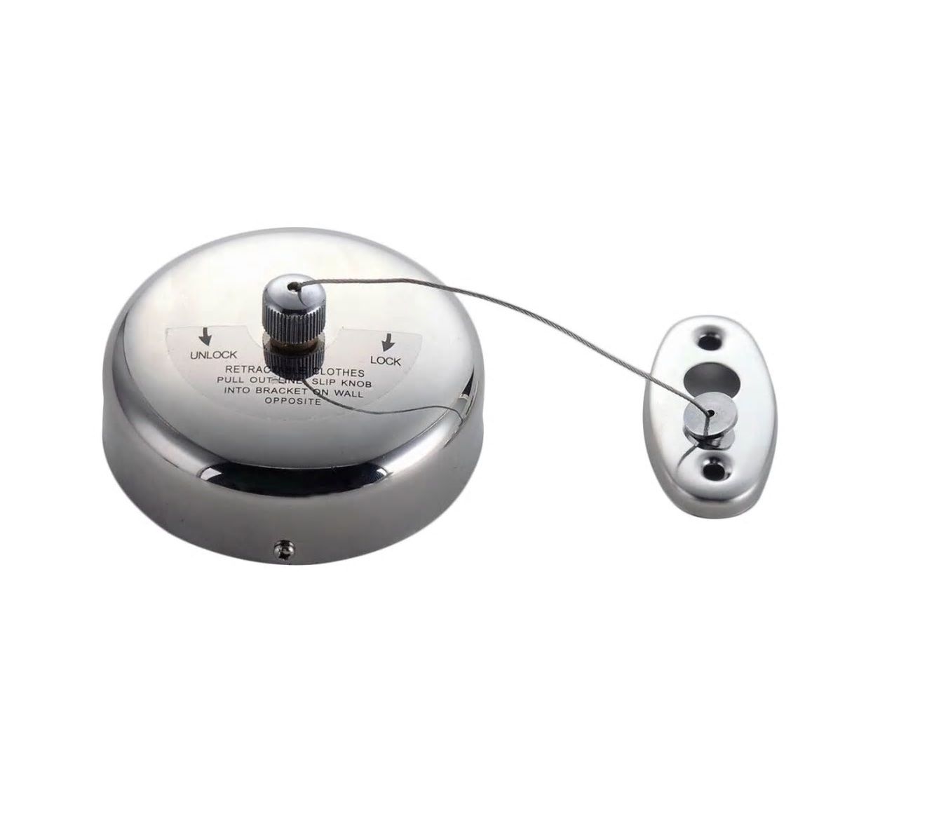 Corde à linge rétractable en acier inoxydable Nofer Classic en chromé brillant