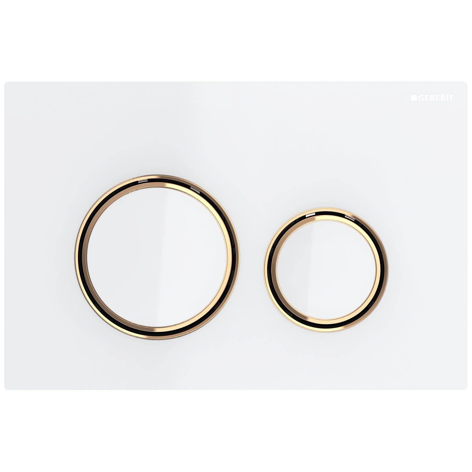 Geberit Sigma50 Flush Plate Round / White Glass - Red Gold