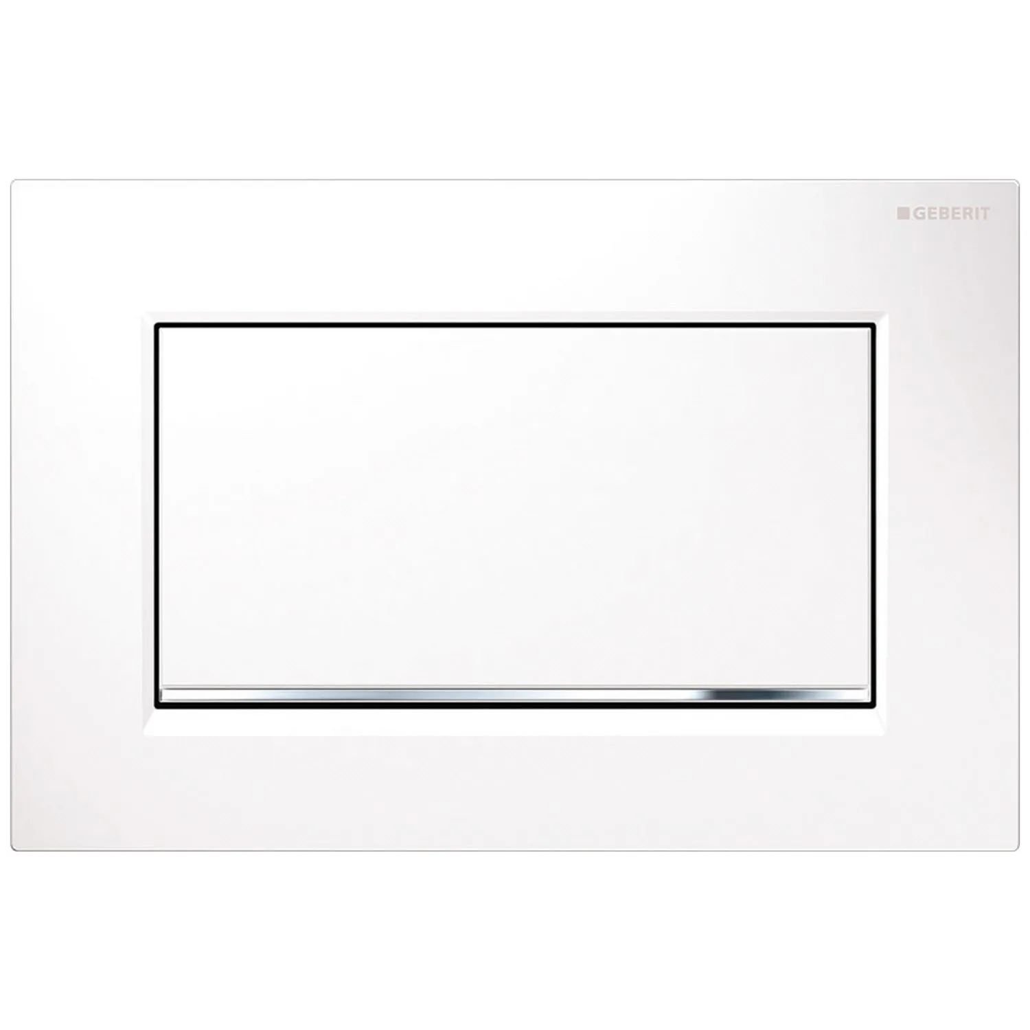 Geberit Sigma10 Square Flush Plate / Matte White - Design Strips: Chrome Glossy