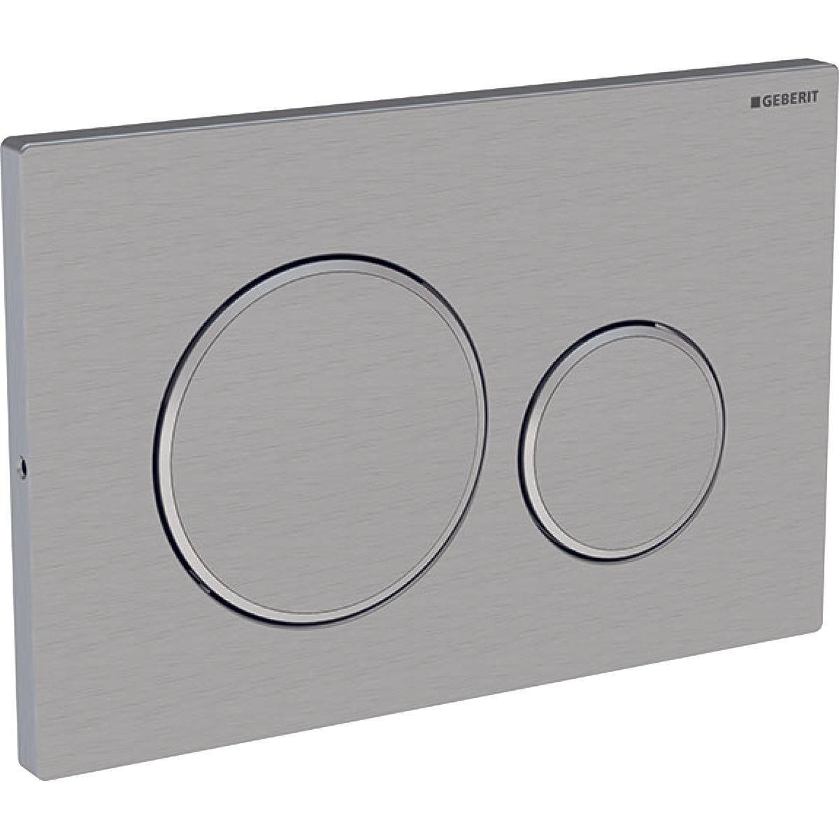 Geberit Sigma20 Anti-Vandal Flush Plate to Screw / Brushed Stainless Steel - Design Rings: Polished