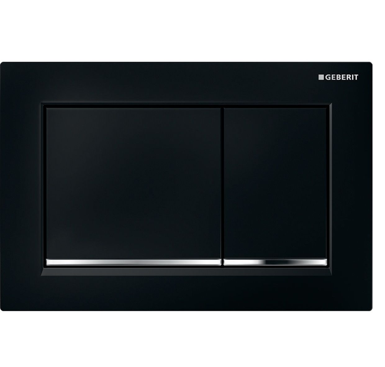 Geberit Omega20 square flush plate for dual flush / Black - design strips: shiny chrome