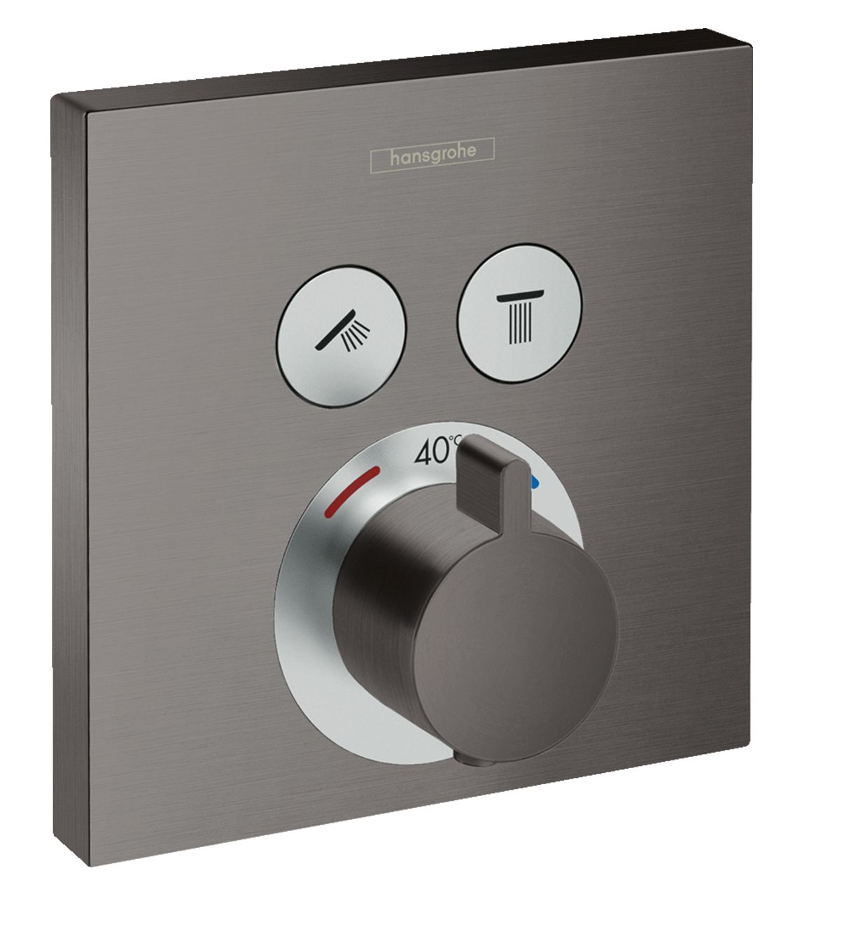 Set de finition pour mitigeur thermostatique encastré Hansgrohe ShowerSelect en noir chromé brossé
