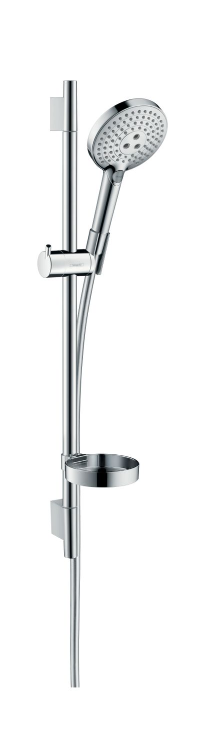 Barre de douche Hansgrohe avec douchette à main Raindance Select S 120 3 jets , flexible Isiflex et porte savon Casetta&#39;S Puro