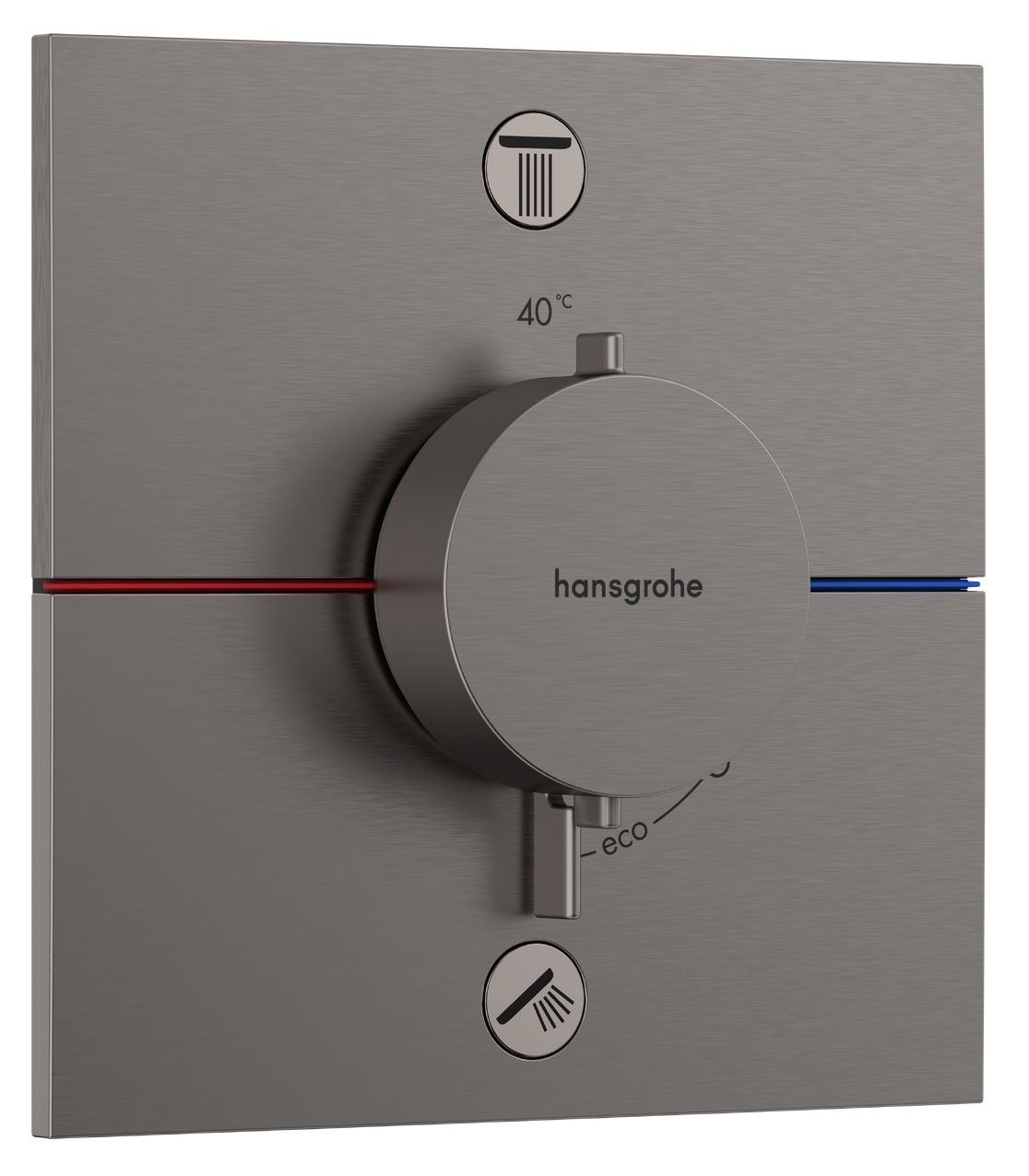Set de finition pour mitigeur thermostatique encastré Hansgrohe ShowerSelect Comfort E en noir chromé brossé