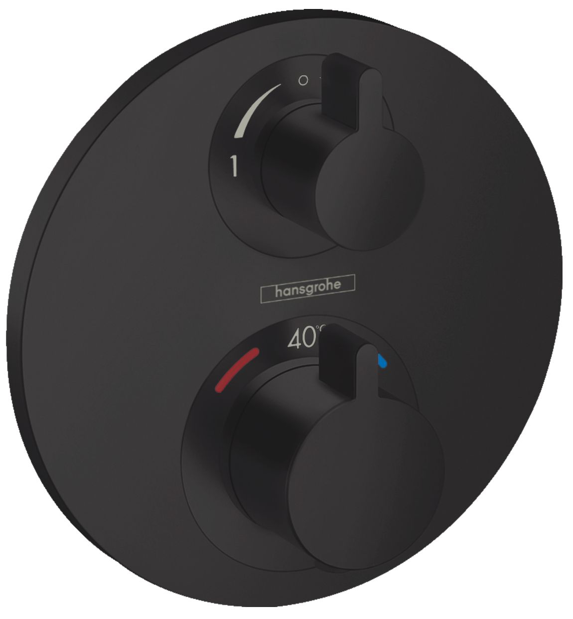 Set de finition pour mitigeur thermostatique encastré avec inverseur Hansgrohe Ecostat S en noir mat