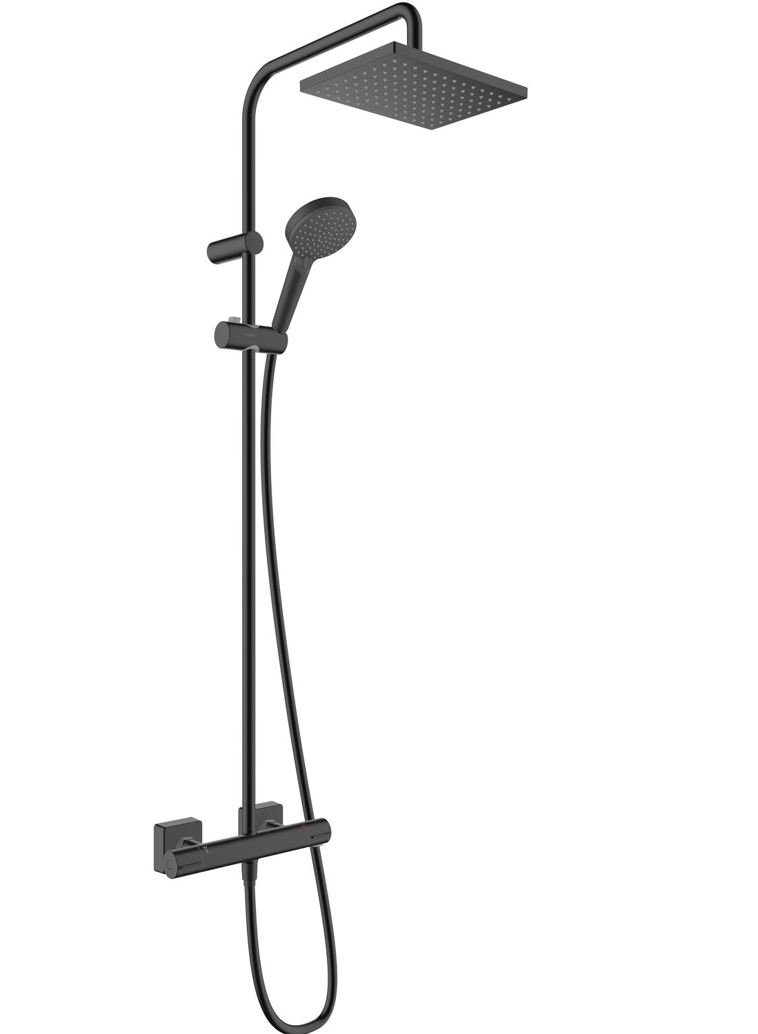 Colonne de douche Showerpipe Hansgrohe Vernis Shape 230 1 jet avec mitigeur thermostatique en noir mat