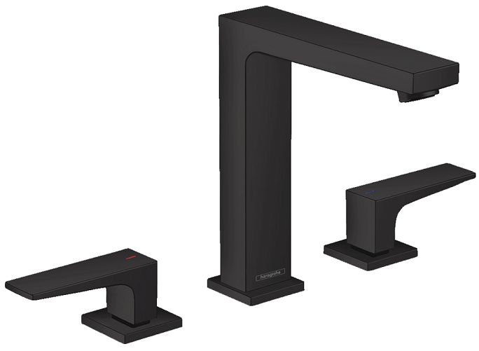 Hansgrohe Metropol 160 3-Hole Basin Mixer in Matte Black with Push-Open Waste Set