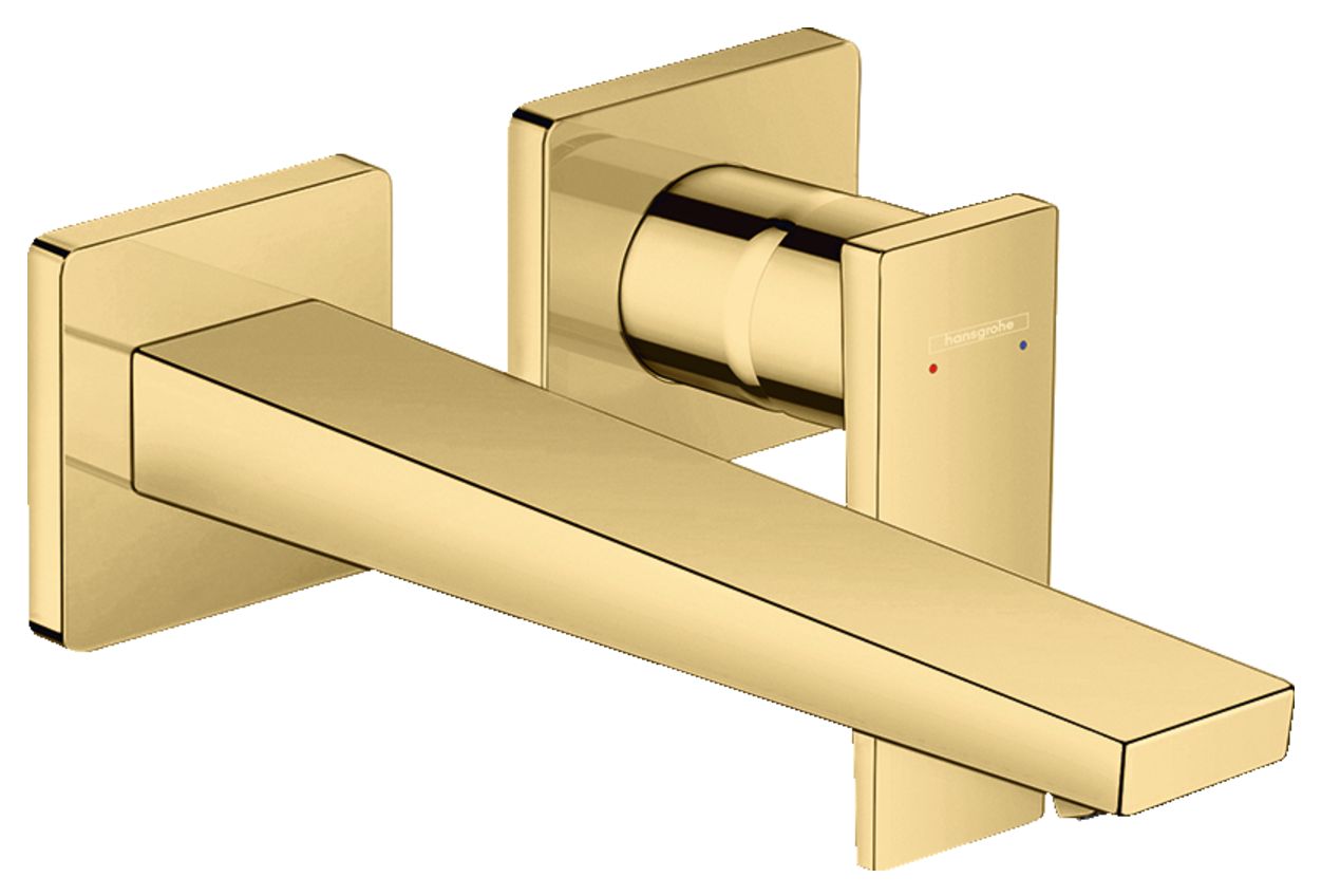 Hansgrohe Metropol 225 mm Wall-Mounted Basin Mixer in Polished Gold