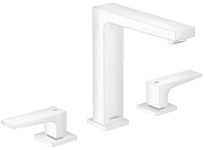 Hansgrohe Metropol 160 3-Hole Basin Mixer in Matte White with Push-Open Waste Set